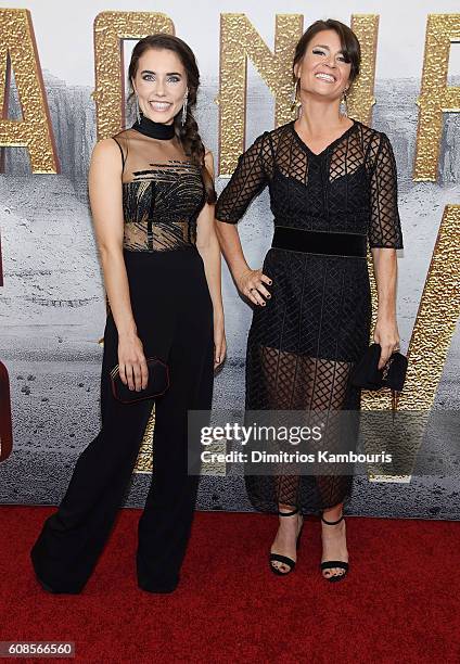 Alix Angelis and Carrie Lazar attend "The Magnificent Seven" premiere at Museum of Modern Art on September 19, 2016 in New York City.