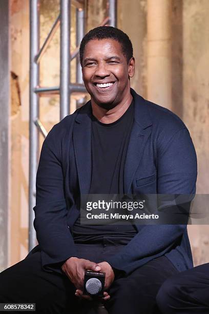 The BUILD Series presents actor Denzel Washington to discuss "The Magnificent Seven" at AOL HQ on September 19, 2016 in New York City.