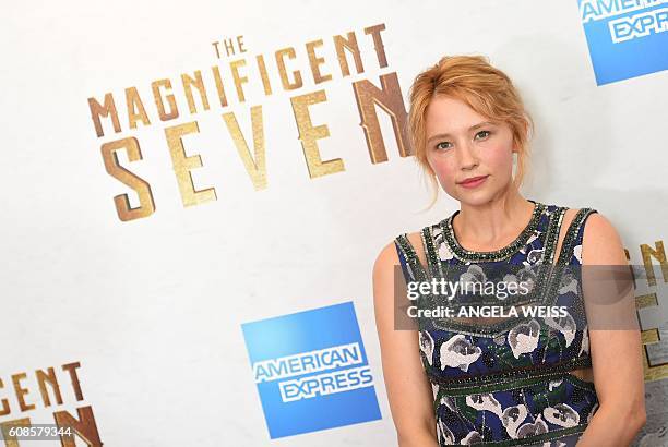 Actress Haley Bennett attends the 'The Magnificent Seven' New York premiere at Museum of Modern Art on September 19, 2016 in New York City. / AFP /...