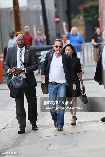 Actor Kiefer Sutherland is seen on September 19, 2016 at Jimmy Kimmel Live in Los Angeles, California.