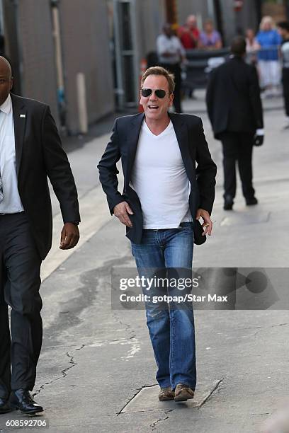 Actor Kiefer Sutherland is seen on September 19, 2016 at Jimmy Kimmel Live in Los Angeles, California.