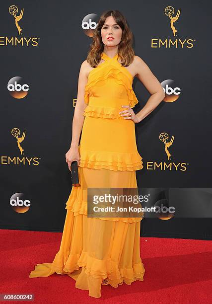Actress Mandy Moore arrives at the 68th Annual Primetime Emmy Awards at Microsoft Theater on September 18, 2016 in Los Angeles, California.