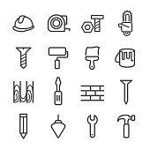 Construction and Tools Icons - Line Series
