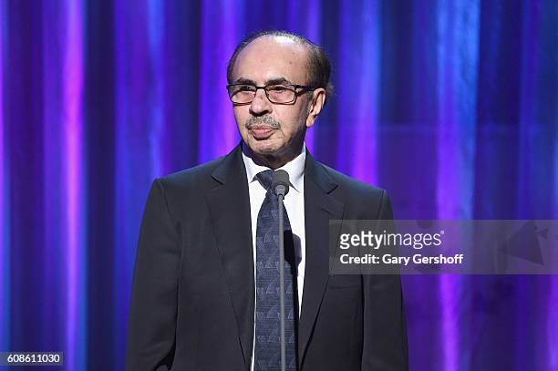 Event honoree Adi Godrej seen on stage at the 10th Annual Clinton Global Citizen Awards at Sheraton New York Times Square on September 19, 2016 in...
