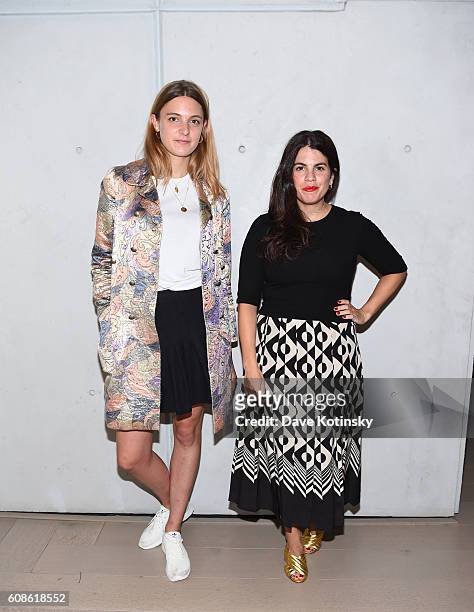 Georgina Harding and Fernanda Abdalla attend the Daniel Arsham "Colorblind Artist: In Full Color" at Spring Place on September 19, 2016 in New York...