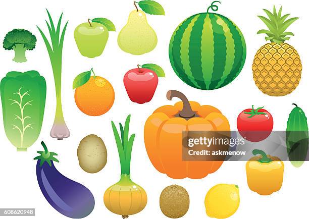 fruit and vegetables - yellow bell pepper stock illustrations