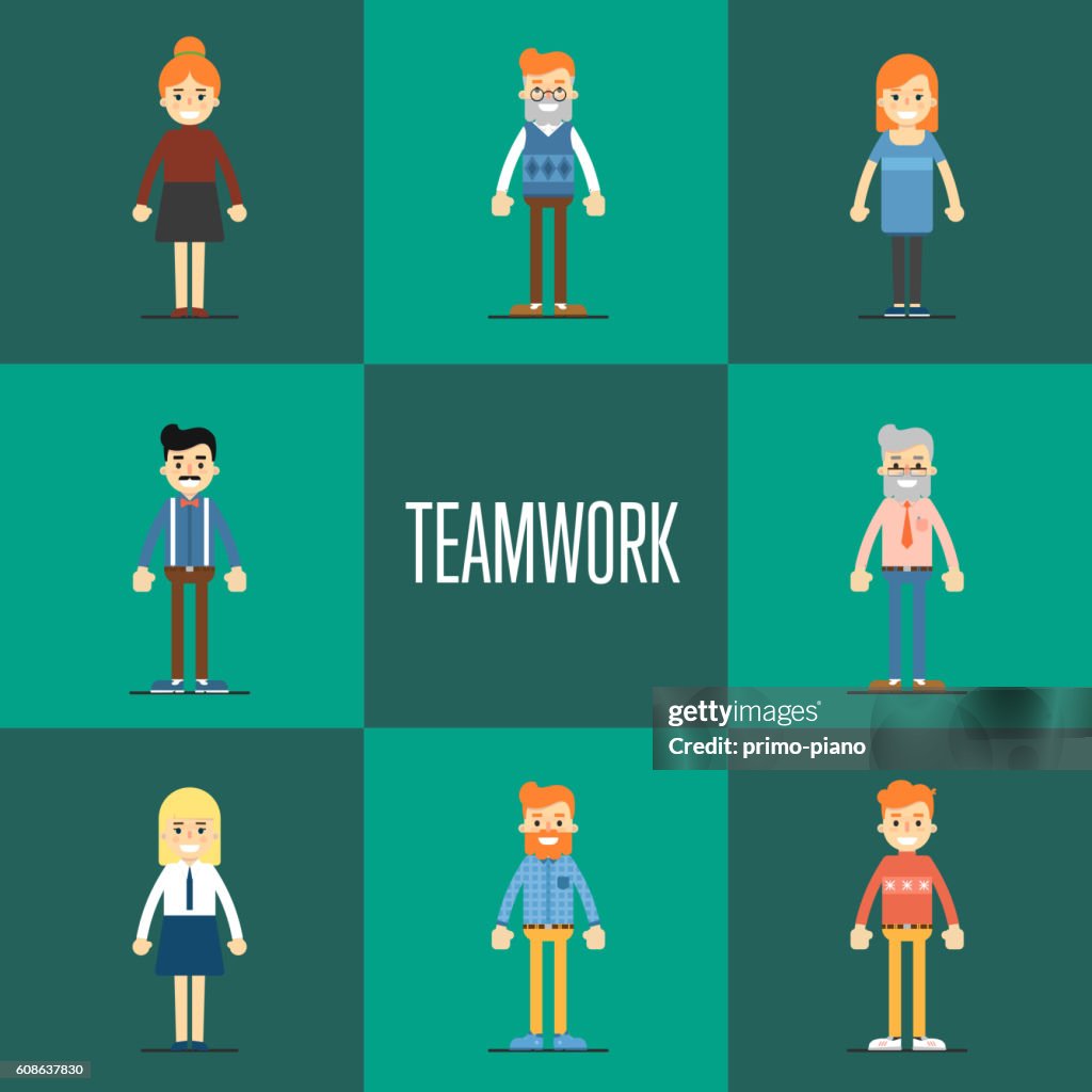 Concepto De Trabajo En Equipo Con Personajes De Dibujos Animados De  Personas Ilustración de stock - Getty Images