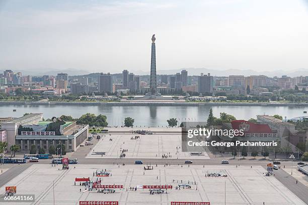 kim il-sung square, pyongyang, north korea - north korea stock pictures, royalty-free photos & images