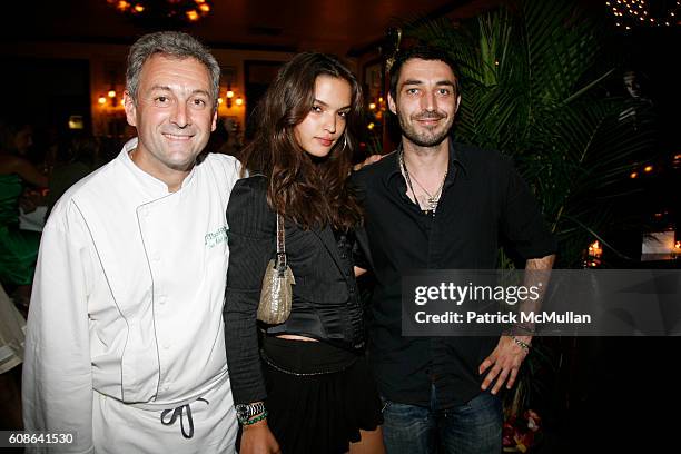 Chef Jean-Michel Bergougnoux, Kat and Mikael Vojinovic attend "A NIGHT AT L'ABSINTHE" by photographer Mikael Vojinovic, hosted by designer ANAIT BIAN...