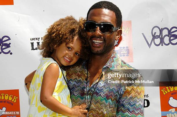 Bailey Ivory-Rose Bellamy and Bill Bellamy attend Hollywood and Fashion Unite for the Kidstock Music and Art Festival at Greystone Mansion on June 2,...