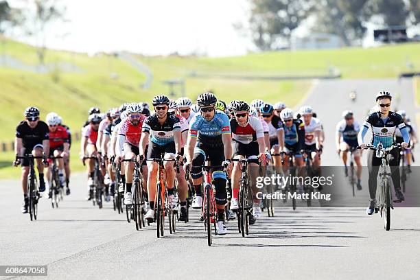 Ben Kersten leads during the 2016 Below The Belt Pedalthon at Sydney Motorsport Park on September 20, 2016 in Sydney, Australia. Teams ride for up to...