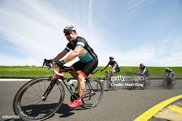 Cyclists compete in the 2016 Below The Belt Pedalthon at Sydney Motorsport Park on September 20, 2016 in Sydney, Australia. Teams ride for up to 4...