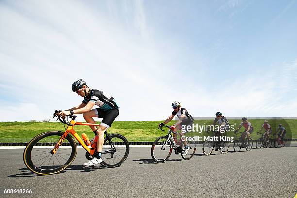Cyclists compete in the 2016 Below The Belt Pedalthon at Sydney Motorsport Park on September 20, 2016 in Sydney, Australia. Teams ride for up to 4...