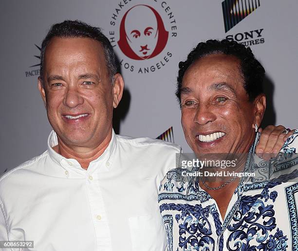 Actor Tom Hanks and recording artist Smokey Robinson attend the 26th Annual Simply Shakespeare benefit at Freud Playhouse, UCLA on September 19, 2016...