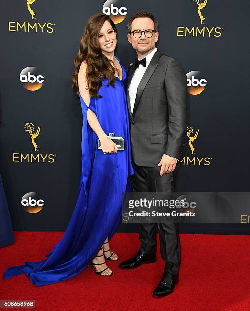 Brittany Lopez, Christian Slater arrives at the 68th Annual Primetime Emmy Awards at Microsoft Theater on September 18, 2016 in Los Angeles,...