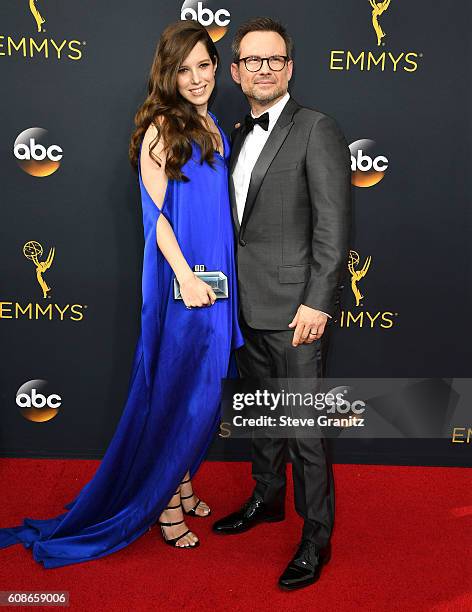 Brittany Lopez, Christian Slater arrives at the 68th Annual Primetime Emmy Awards at Microsoft Theater on September 18, 2016 in Los Angeles,...