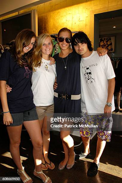 Page Allardice, Kathy Kim, Cassidy Hagerman and Alec Andon attend Izzy Gold Trunk Show at Blue + Cream at Easthampton on June 23, 2007 in East...