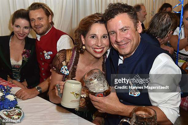 Lola Paltinger and Andreas Meister during the BMW Armbrustschiessen as part of the Oktoberfest 2016 at Armbrust-Schuetzenfesthalle on September 19,...