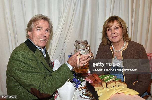 Prinz Leopold von Bayern and his wife Prinzessin Ursula von Bayern during the BMW Armbrustschiessen as part of the Oktoberfest 2016 at...