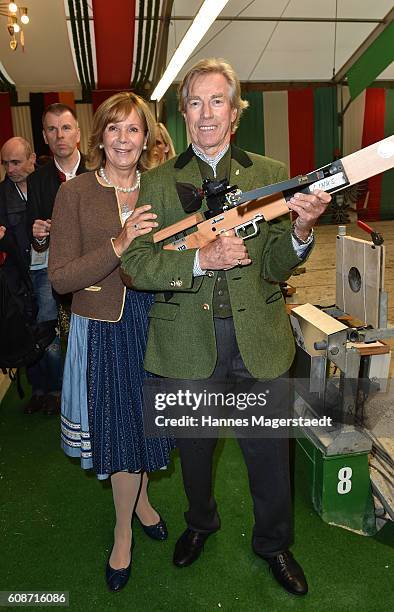 Prinz Leopold von Bayern and his wife Prinzessin Ursula von Bayern during the BMW Armbrustschiessen as part of the Oktoberfest 2016 at...