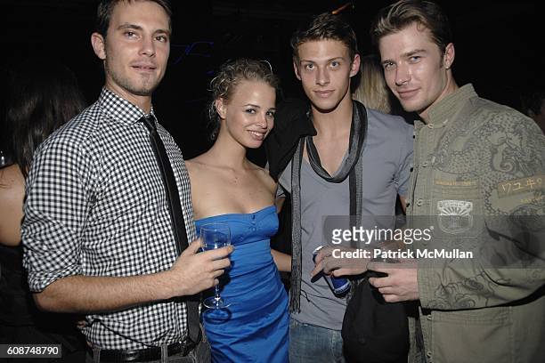 Anthony Milano, Jessica Roffey, ? and Tobias Cameroon attend BOSS Black Spring/Summer 2008 Collection at Cunard Building on October 17, 2007 in New...
