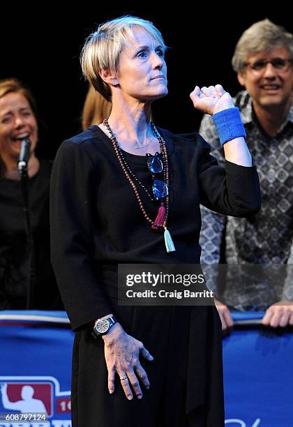 Mary Stuart Masterson performs onstage at the Labyrinth Theater Company's Celebrity Charades Gala 2016 at Capitale on September 19, 2016 in New York...