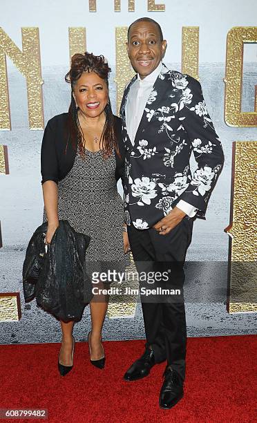 Songwriter Valerie Simpson and singer Freddie Jackson attends "The Magnificent Seven" New York premiere at Museum of Modern Art on September 19, 2016...