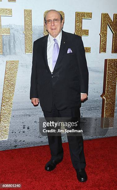 Record producer Clive Davis attends "The Magnificent Seven" New York premiere at Museum of Modern Art on September 19, 2016 in New York City.