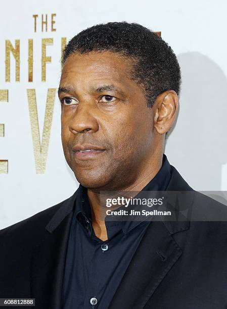 Actor Denzel Washington attends "The Magnificent Seven" New York premiere at Museum of Modern Art on September 19, 2016 in New York City.