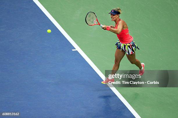 Open - Day 13 Angelique Kerber of Germany in action against Karolina Pliskova of the Czech Republic in the Women's Singles Final on Arthur Ashe...