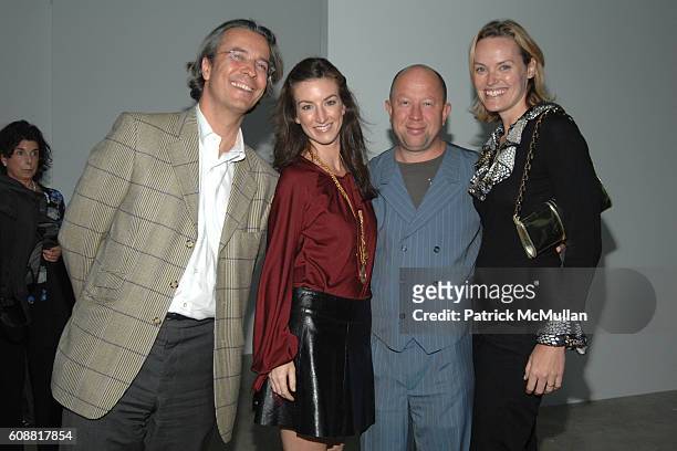 Nicolas d'Halluin, Kelly d'Halluin, Judy Lybke and Andrea Glimcher attend PaceWildenstein Opening of Carsten Nicolai "Static Balance" at...