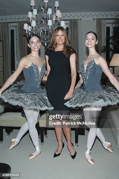 April Giangeruso, Melania Trump and Jaime Hickey attend AMERICAN BALLET THEATRE'S Dinner with Dancers at The homes of Julia and David Koch on October...