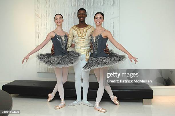 Jaime Hickey, Calvin Royal and April Giangeruso attend AMERICAN BALLET THEATRE'S Dinner with Dancers at The homes of Julia and David Koch on October...