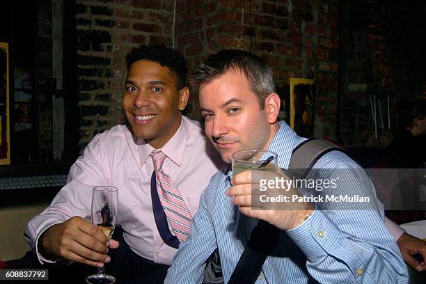 Alonzo Johnson and Steven Scialdone attend Drambuie Den Event with Special Guest Heather Vandeven at Level V on October 22, 2007 in New York.