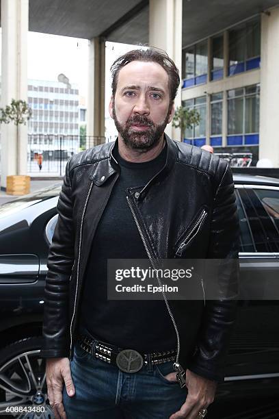 Actor Nicolas Cage attends the 'USS Indianapolis: Men of Courage' press conference on September 20, 2016 in Moscow, Russia.