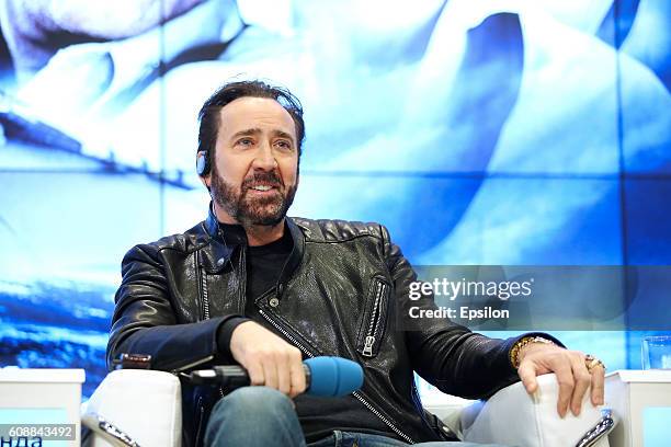 Actor Nicolas Cage attends the 'USS Indianapolis: Men of Courage' press conference on September 20, 2016 in Moscow, Russia.