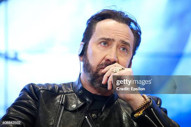 Actor Nicolas Cage attends the 'USS Indianapolis: Men of Courage' press conference on September 20, 2016 in Moscow, Russia.