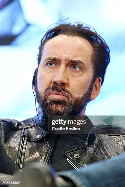 Actor Nicolas Cage attends the 'USS Indianapolis: Men of Courage' press conference on September 20, 2016 in Moscow, Russia.