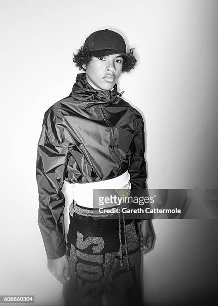 Model backstage before the Swedish School of Textiles show at Fashion Scout during London Fashion Week Spring/Summer collections 2017 on September...