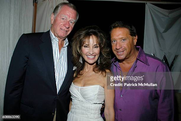 Helmet Huber, Susan Lucci and Steve Carl attend PMc Hosts SUSAN LUCCI Event With Boulevard Magazine at Hamptons Hideway on August 18, 2007 in...