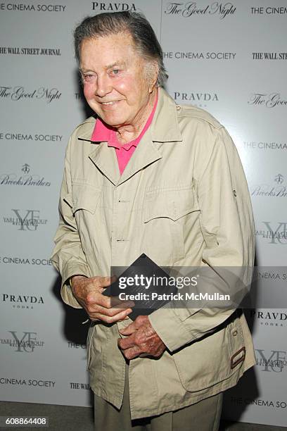 Cliff Robertson attends THE CINEMA SOCIETY & THE WALL STREET JOURNAL host a screening of "THE GOOD NIGHT" at East Hampton UA Theater on August 18,...