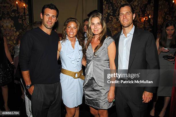 Paul Arrouet, Dylan Lauren, Aerin Lauder Zinterhofer and Eric Zinterhofer attend Men's Vogue Dinner in Honor of Roger Federer at Wakiya on August 23,...