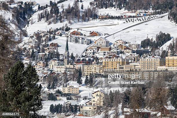 st moritz at winter, switzerland - st moritz stock pictures, royalty-free photos & images