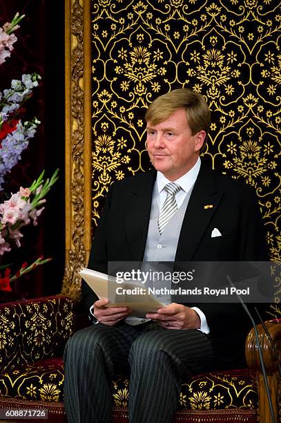 King Willem-Alexander of The Netherlands attends the opening of the parliamentary year on September 20, 2016 in The Hague, The Netherlands.