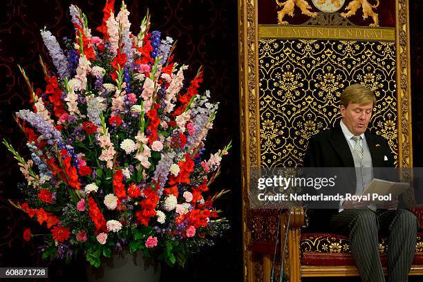 King Willem-Alexander of The Netherlands attends the opening of the parliamentary year on September 20, 2016 in The Hague, The Netherlands.