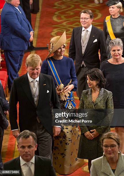 King Willem-Alexander of The Netherlands and Queen Maxima of The Netherlands attend the opening of the parliamentary year in the Hall of Knights on...