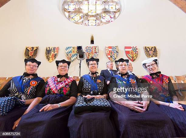 Women in traditional dress attend the opening of the parliamentary year on September 20, 2016 in The Hague, The Netherlands.