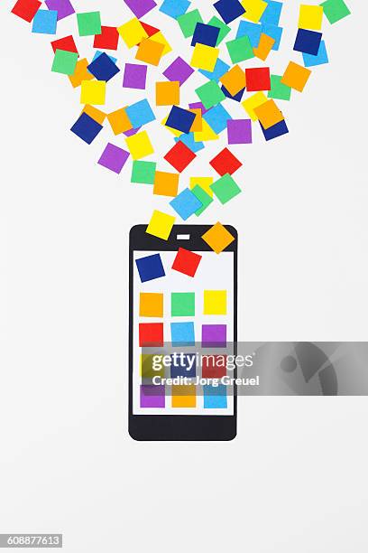 smartphone made of paper - customized stock-fotos und bilder