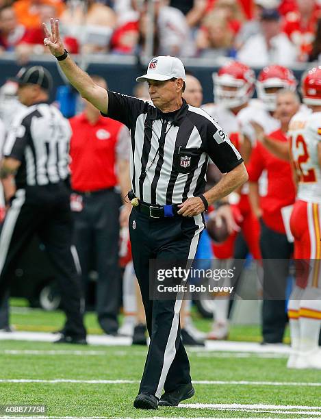 Referee Tony Corrente during game action between the Houston Texans and the Kansas City Chiefs at NRG Stadium on September 18, 2016 in Houston, Texas.