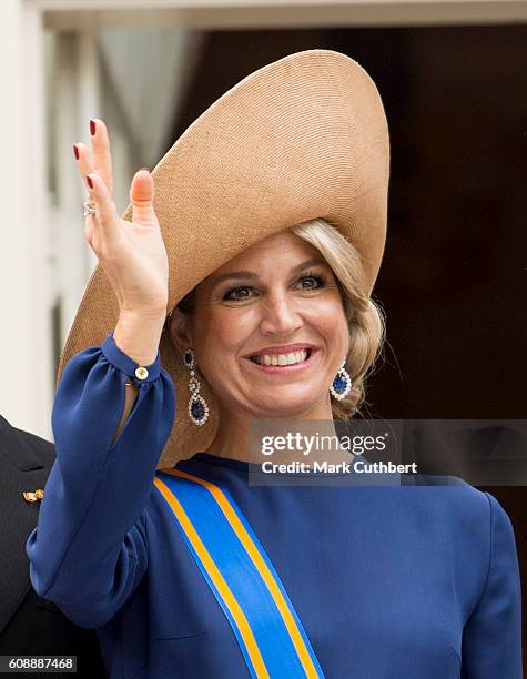 Queen Maxima of the Netherlands on the balcony of The Noordeinde Palace during Princes Day on September 20, 2016 in The Hague, Netherlands.